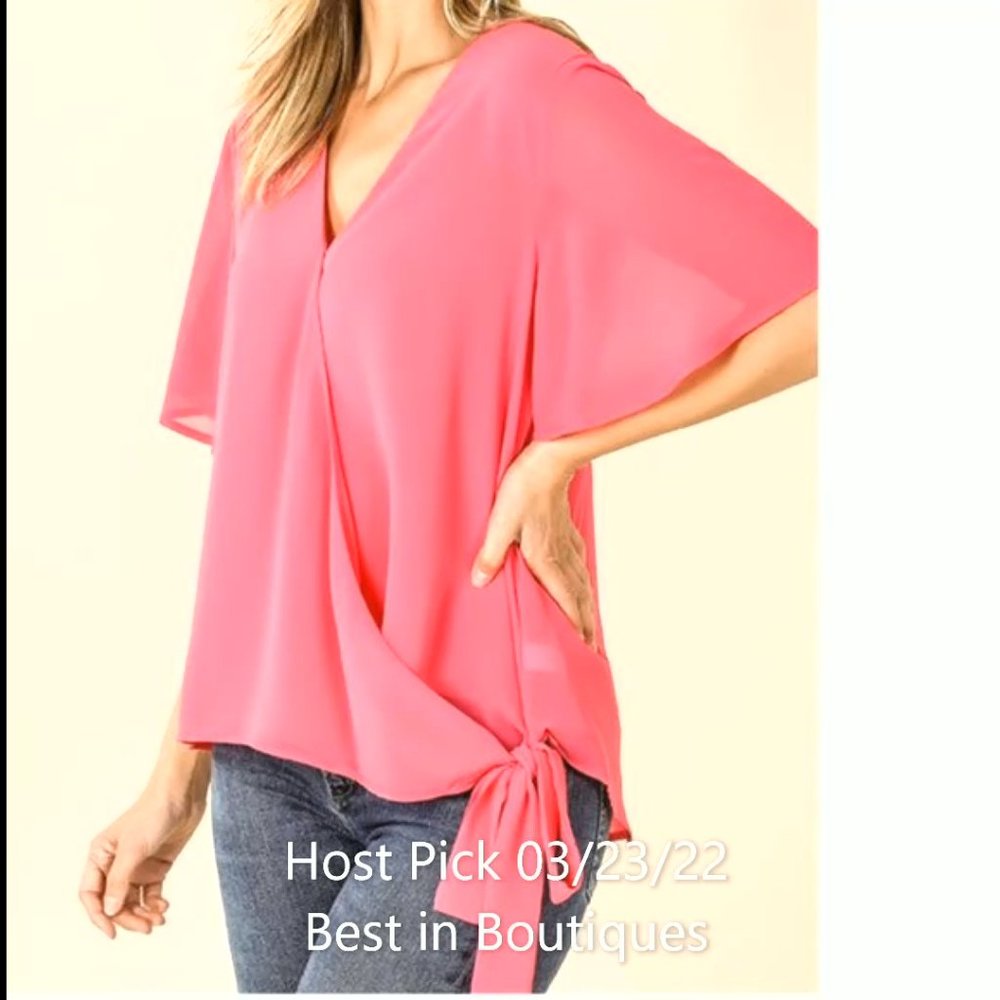Beautiful Pink Blouse Cross Over with Side Tie / (Host Pick 03/23/2022)